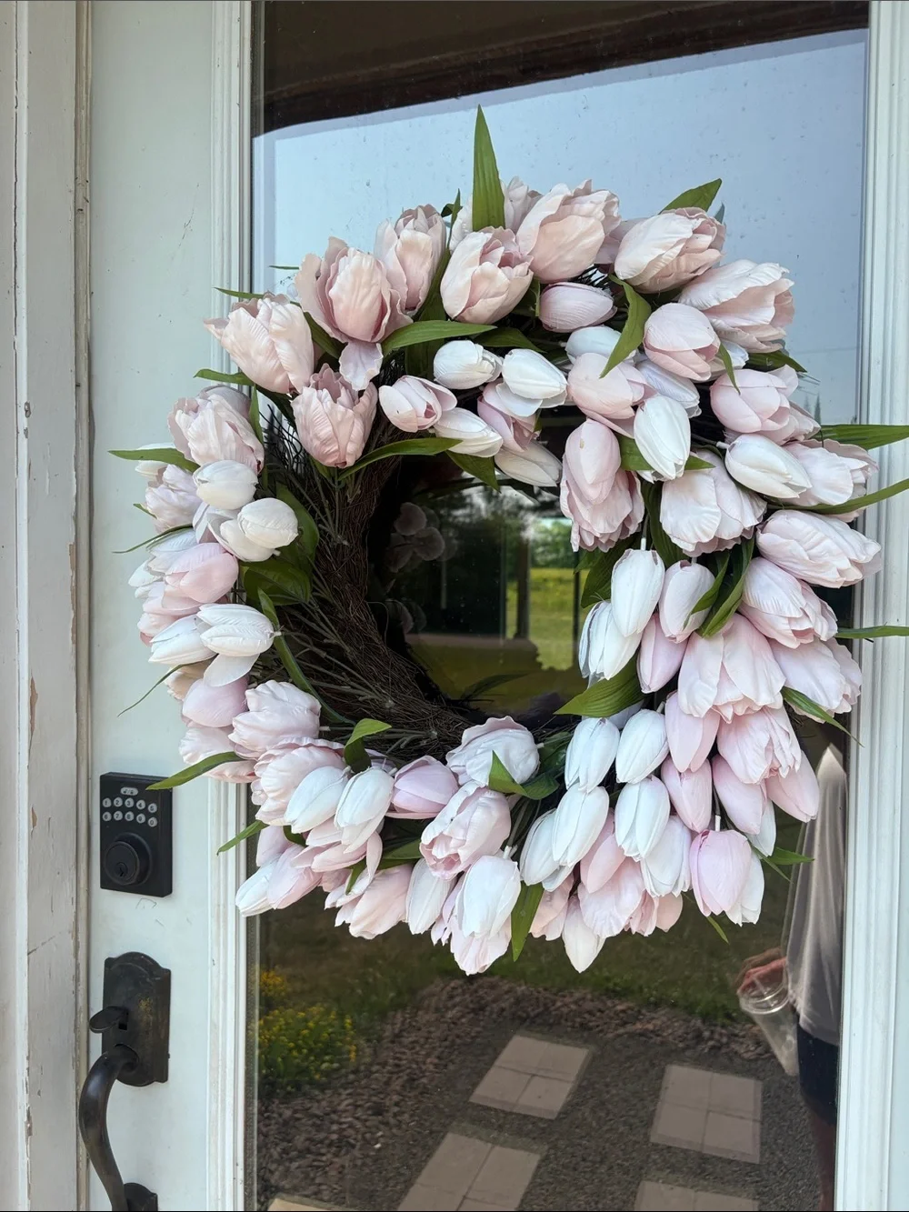 Home Holiday Pink & White Tulip Wreath